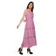thumbnail image 3 of Moomaya Cotton Casual Sleeveless Spaghetti Strap V-Neck Long Dress For Women, 3 of 6