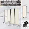 thumbnail image 3 of Biombo Separador de Habitaciones Costway 4 Paneles con Ruedas 225 x 30 x 173 cm Blanco, 3 of 10