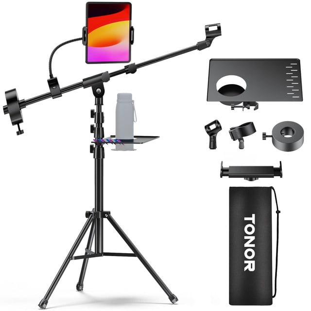 Soporte para micrófono TONOR T35+ con soporte para tablet y bandeja para vaso