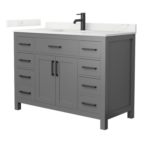 Beckett 48" Dark Gray Single Vanity & Giotto Quartz Top (1-Hole) & Black Trim