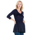 thumbnail image 3 of 24seven Comfort Apparel Three Quarter Sleeve V-Neck Maternity Tunic Top, 3 of 3