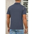 thumbnail image 3 of QDG Mens Polo Short Sleeve Shirt Casual Summer Classic Collared T-Shirt Basic Button Tee with Pocket Navy Blue L, 3 of 8