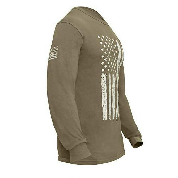 Rothco 19738 US Flag Long Sleeve T-Shirt, Coyote Brown - 2XL