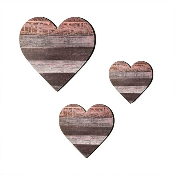 Esaierr Outdoor Wall Decor Heart Shaped Wooden Plaque Rustic Home Decor Wooden Wall Decor Brown 3PCS