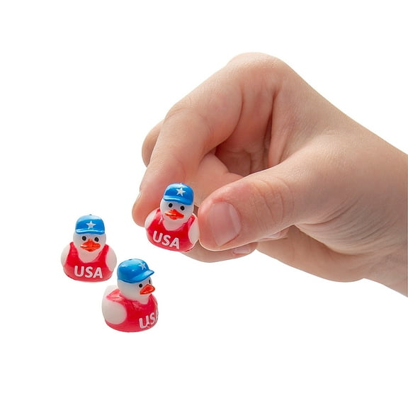 Fun Express 1/2" Micro Patriotic Red, White and Blue Rubber Ducks - 24 Pieces
