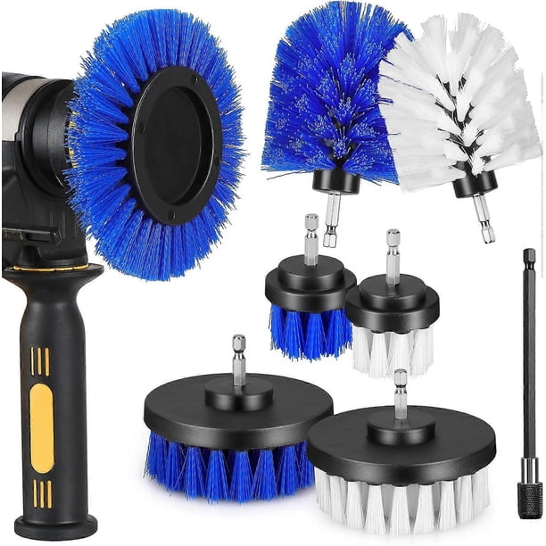 8 Pieces Drill Brush, Rotating Brush Cleaning 3 Soft Brushes & 3 Hard Brushes, 1 Round Brush with Extension, Suitable for Cleaning Bathrooms, Kitc