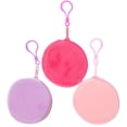 thumbnail image 1 of 3pcs Coin Purses Plush Change Purses Small Key Bags Round Earbud Cases with Buckle, 1 of 9