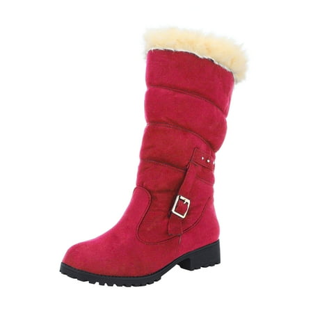 

Dyfzdhu Boots Heel Thick Warm Mid- Belt Women s Buckle Snow Fashion Boots women s boots