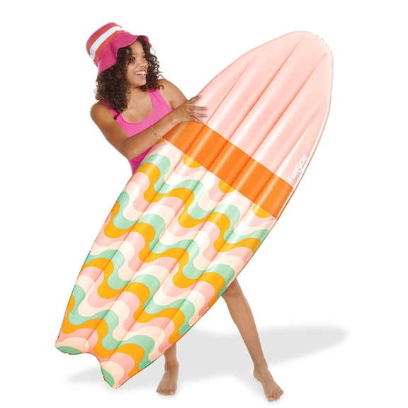 Funsicle Hawaiian Waves Surfboard, 5ft Inflatable Pool Float & Party Decor, Age 9 and up