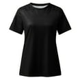 thumbnail image 4 of Black Women's Short Sleeve T-shirt, Women Blouse Elegant Short/Long Sleeve Tops For Work Uk Ladies Solid Short Sleeve O Neck Pullover Lace Tops Shirts Blouse Business Top Ladies Loose Shirt Blouse For, 4 of 5