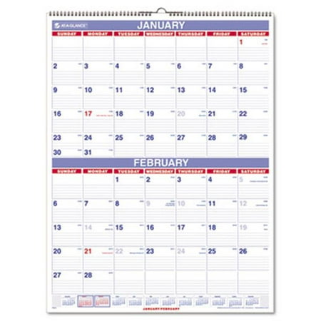 At-A-Glance PM928 Two-Months-per-Page Wall Calendar 22 x 29 | Walmart ...