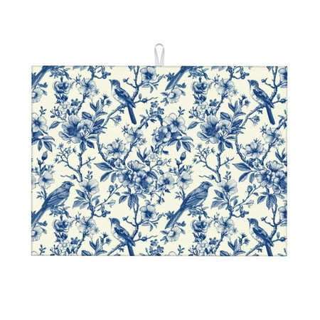 

Coaee Vintage Floral Birds for Kitchen Drying Mat Dish Drying Mats for Kitchen Counter Foldable Water-Absorbent Suitable for Draining Racks