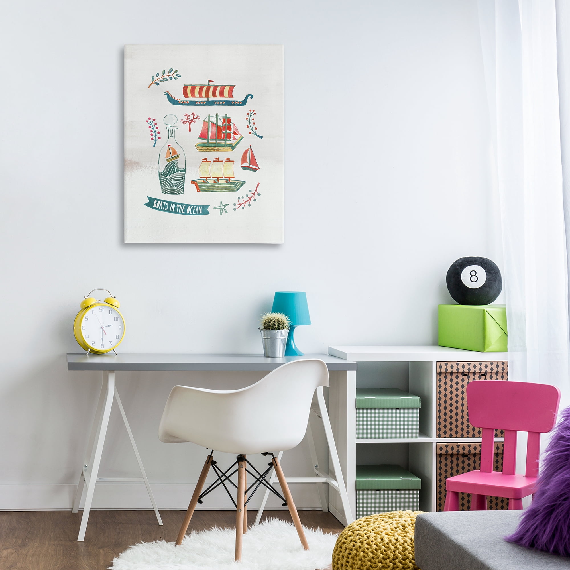 Stupell Industries Nautical Boats & Botanicals Nautical & Beach Painting Wrapped Canvas Art Print Wall Art, 30 x 40