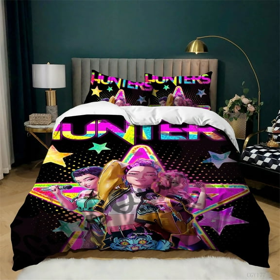 KPop Bedding Duvet Cover Set 3 Pieces Soft and Breathable Duvet Cover Set for All Season Light-Weight Quilt Cover with Zipper