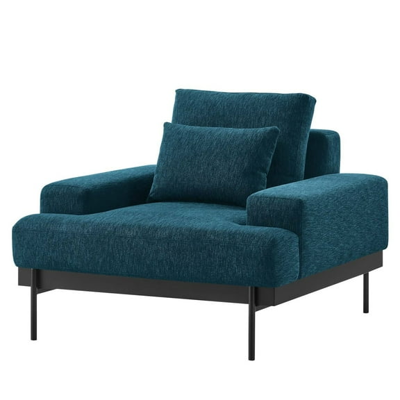 Armchair Accent Chair, Azure Navy Blue, Fabric, Living Kitchen Cafe Bistro Hospitality Restaurant, Modern Contemporary HB34545