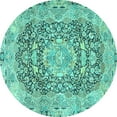 thumbnail image 1 of Ahgly Company Machine Washable Indoor Round Persian Turquoise Blue Traditional Area Rugs, 3' Round, 1 of 4