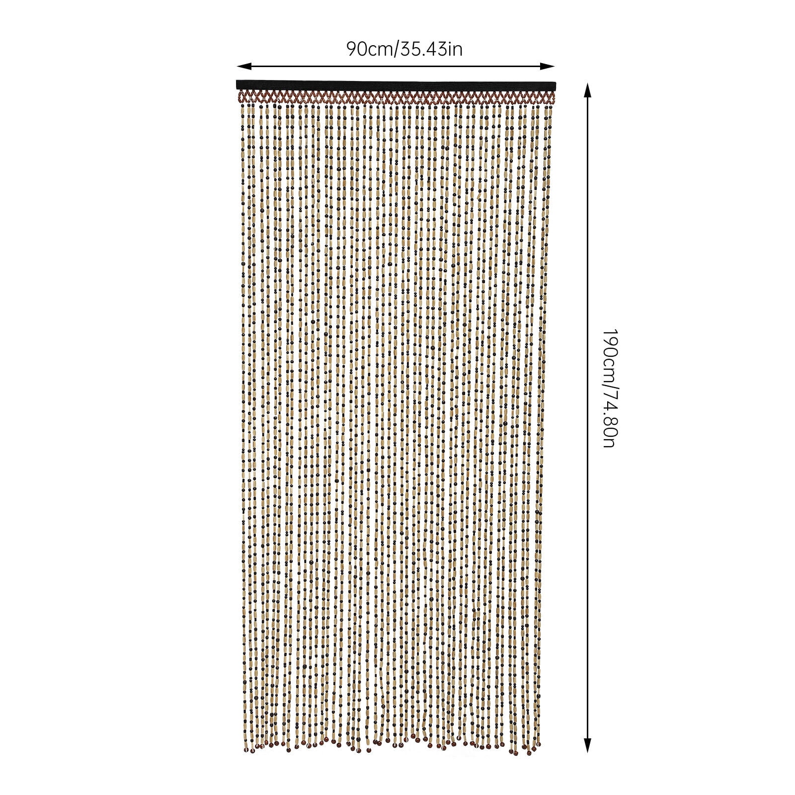 TFCFL Boho Natural Wood and Bamboo Beaded Curtain for Doorway Room Divider 74.8*35.43in 49 Strand