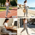 thumbnail image 3 of Elastic Waist Pants with Pockets, High Waisted Straight Leg Trousers, Solid Color Casual Work Slacks for Women, Office Business Casual Gifts | CSEONE,Army Green L, 3 of 8