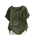 thumbnail image 2 of Hauts d'Été pour Femmes DYTTDG T-Shirt Mode Imprimé Grande Taille Col Rond Manches Courtes Blouse Décontractée Ample Hauts pour Femmes Liquidation Moins de 10 Vert Armée,L, 2 of 4