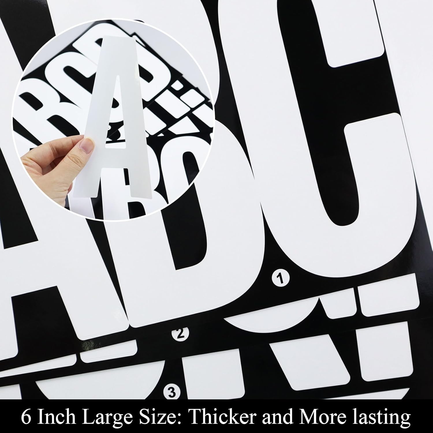 21 Sheets 6 Inch Letter Stickers, Self Adhesive Vinyl Capital Alphabet Punctuation Stickers for Mailbox, Crafts, Notice Boards - White
