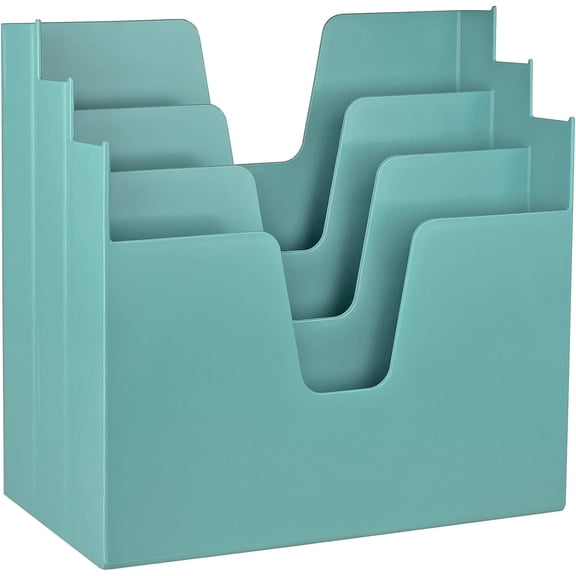 Acrimet 3-Tier Horizontal Hanging File Folder Holder Organizer, Letter Size, Ladder-Style, Open-Top Plastic File Box for Office, Home & School, Solid Green