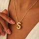 thumbnail image 2 of DOREMI 18K oro minimalista Simple grueso collar grande 26 collar personalizado alfabeto burbuja globo letra inicial collar, 2 of 4