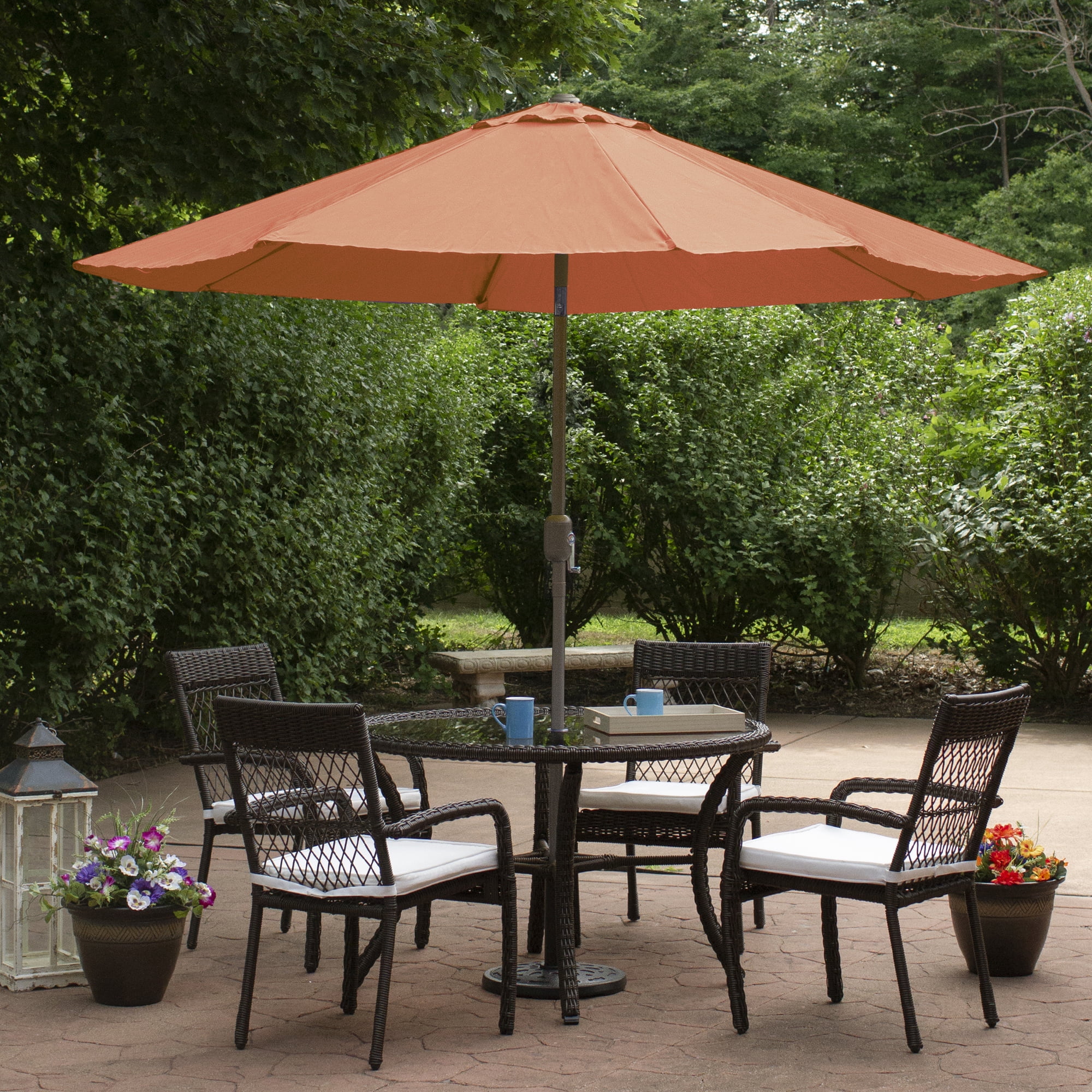 Northlight 9ft Outdoor Patio Umbrella with Hand Crank and Tilt - Terracotta Orange