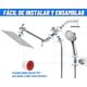 thumbnail image 5 of Regaderas para Baño de Lluvia de Alta Presión de 8 "/ ducha de mano, con brazo de extensión de 11 '', cabezal de ducha ajustable con soporte, manguera de 1,5 m (Cromo), 5 of 7