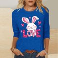 thumbnail image 2 of Camisetas Casuales de las Mujeres Impresas 3/4 Manga Cuello Redondo Blusa, Moda Ligera Superior para el Hogar Y el Uso Diario, Cómoda Imitación de la Tela Del Estante, 2 of 6