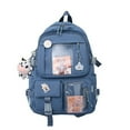 thumbnail image 1 of AMERTEER Women Preppy Style Patchwork Clear Backapck Student Large Rucksack (Purple), 1 of 6