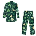 thumbnail image 5 of Xoenoiee Green Shamrock Print Boys' 2-piece Formal Suit Set, St. Patrick's Day Single Breasted Jacket & Straight Leg Dress Pants with Functional Pockets, 7-8 Years, 5 of 7