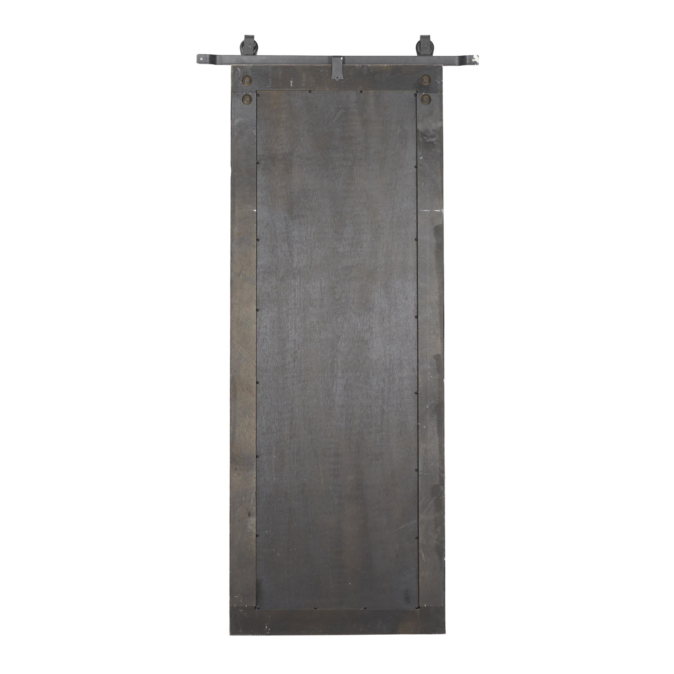 DecMode 34" x 71" Brown Wall Mirror with Black Metal Hanging Rod