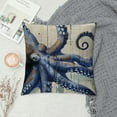 thumbnail image 2 of ONETECH Sea Ocean Life Coastal Beach Tropical Theme Throw Pillow Cover Octopus on Antique Teal Blue Wood Decorative Pillowcases Cushion Case for Sofa Couch Bed Car Decor, 2 of 5