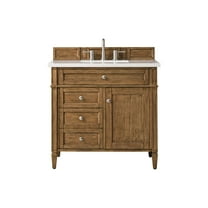 James Martin Vanities 36" Single Vanity, Saddle Brown w/ 3 CM White Zeus Quartz Top