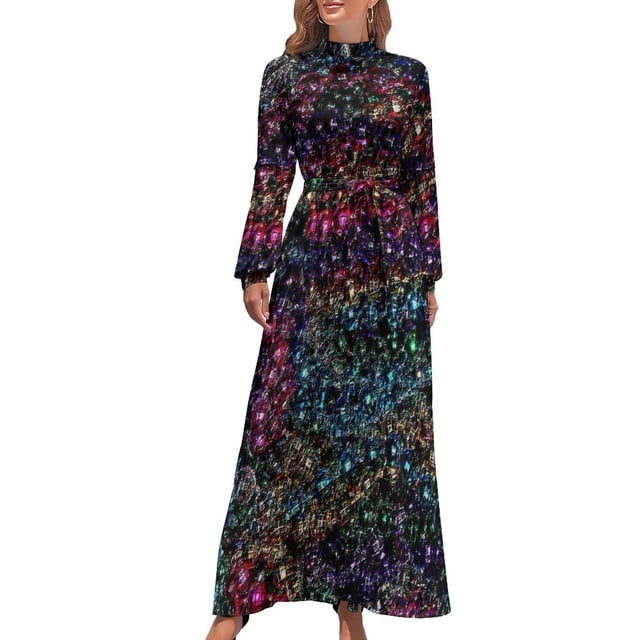 MARDI GRAS : Robe Longue Imprimée Perles de Célébration de la Nouvelle-Orléans Robe d'Anniversaire Robes d'Été Dames 2024