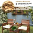 thumbnail image 6 of Costway Patio Loveseat Conversation Set Acacia Wood Chair Coffee Table Cushioned White, 6 of 11