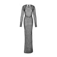 thumbnail image 2 of Coduop Women Knitted Bikini Cover Up Maxi Dress Long Sleeve Fishnet Hollow Out Swimsuit Cover Up, 2 of 4