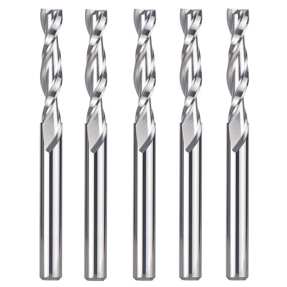 SpeTool 5PCS UP Cut Spiral Router Bits 1/4 Shank with 1/4 Inch Cutting Diameter ,1-1/4 Inch Cutting Length 3 Inch OVL,Tungsten Carbide CNC Upcut Rout