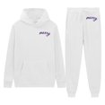 thumbnail image 4 of Women's Merry Print Hooded Sweatsuit Set, 2 Piece Loungewear Outfit, Cute Graphic Hoodie and Jogger Pants, Soft Fleece Tracksuit, Cozy Casual Matching Set White L, 4 of 4