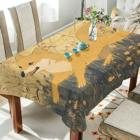

WOBOGO Woodchuck Runs Among The Flowers Square Tablecloth 54×72in Polyester Fabric Tablecloth Washable Dust Resistant Wrinkle Resistant