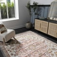 thumbnail image 6 of Hauteloom Oark Oriental Bohemian Living Room Bedroom Area Rug - Boho Vintage Distressed Carpet - Medallion - Soft Color Carpet - Pink, Beige, Orange - 7'10" x 10'3", 6 of 13