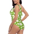 thumbnail image 4 of Honeii Green White Flowers for women's one-piece swimsuit featuring a chic one-shoulder design experience elegance and style in the water-X-Large, 4 of 6