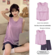 thumbnail image 3 of Conjunto de pijama de verano para mujer de moda, nuevo, con almohadilla para el pecho, chaleco integrado, estilo fino, se puede usar al aire libre, ropa de casa de dos piezas, 3 of 3