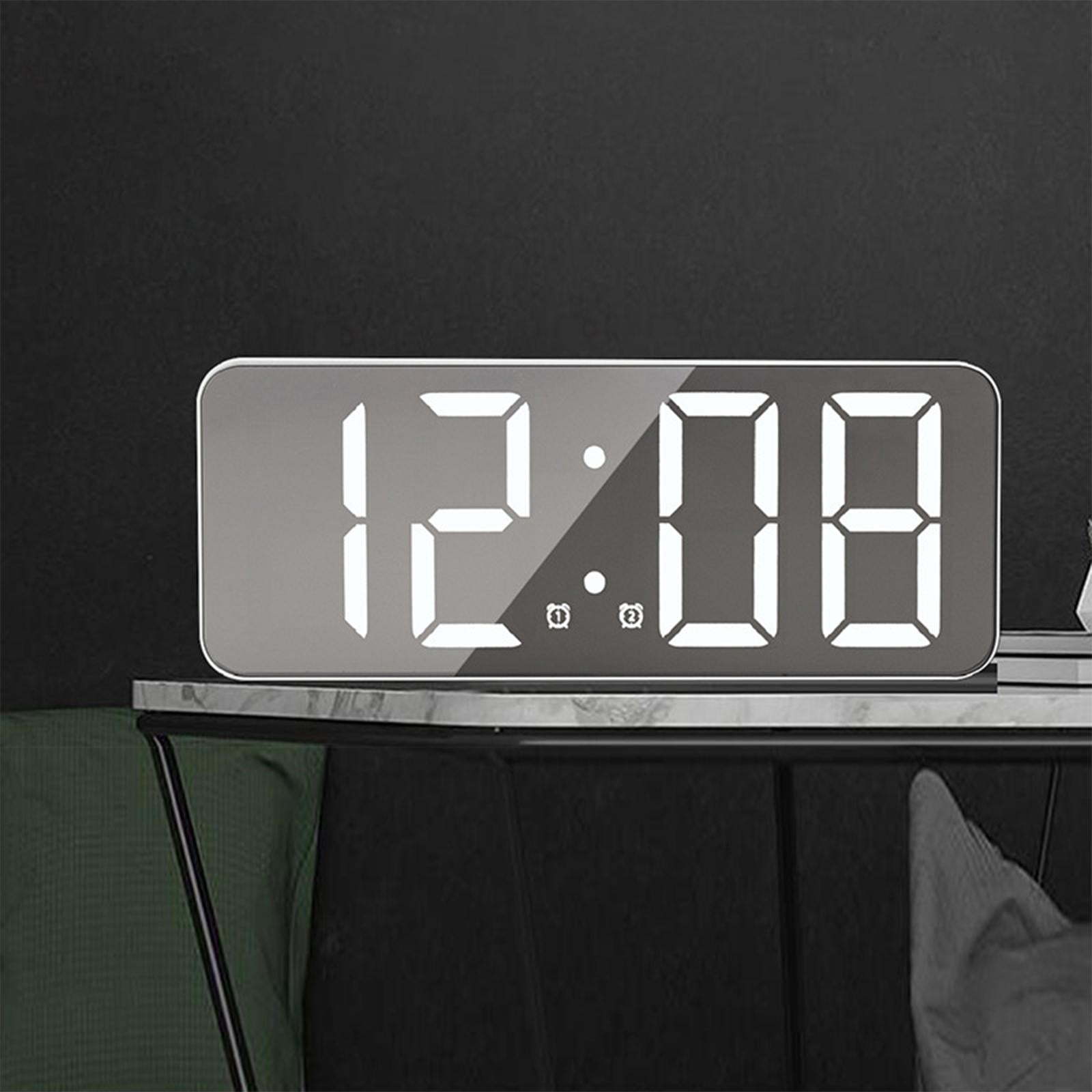 Desktop LED Digital Clock Mirrored Calendar for Living Room Hall Mirrored
