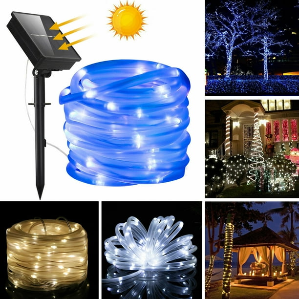 Solar Rope Lights Outdoor Ip67 Waterproof 39ft 100leds Powered String 8 Modes Dimmable Timer Remote Led With For Patio Garden Decor Blue Com Solar Rope Lights Outdoor Ip67, Blue Solar Led Rope Lights Outdoor