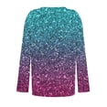 thumbnail image 5 of Purple Women's Long Sleeve T-shirt, Women'S Fashionable V Neck Long Sleeved Fine Glitter Gradient Printed V Neck Top T Shirt,Women's Long sleeve T-shirt M, 5 of 5