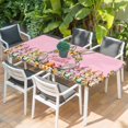 thumbnail image 2 of Happy Eatser Table Cloths for 6 Foot Rectangle Tables, Cute Bunny Colorful Eggs Rustic Flower Plants Pink Patio Waterproof Elastic Fitted Tablecloths, Washable Rectangular Table Cover for Camping, 2 of 8