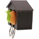thumbnail image 3 of Brown birdhouse with 2 yellow-green sparrow whistle keychains, 3 of 3