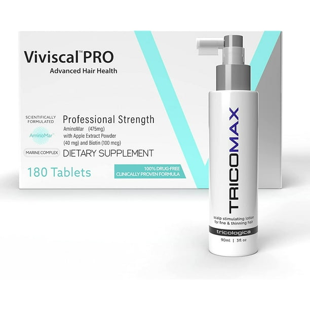 Professional Strength Hair Growth Supplement Tablets 180 Tablets & Tricomax Scalp Lotion - Advanced Hair Health - Researched Formula - Promotes Hair Growth Professional Strength Hair Growth Supplement Tablets 180 Tablets & Tricomax Scalp Lotion - Advanced Hair Health - Researched Formula - Promotes Hair Growth