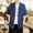 Navy, variant on Men's Short Sleeve Shirt, Casual Loose Fit Stand Collar Blouse, Breathable Cotton Linen Fabric for Outdoor Daily Wear